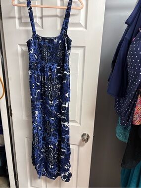 Blue Patterned Maxi Sundress